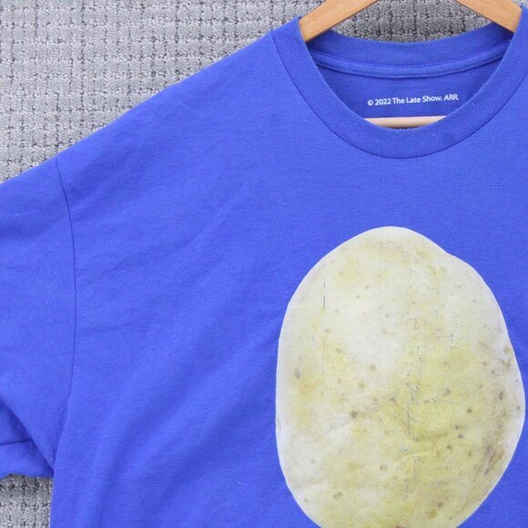 Stephen Colbert Late Night Show Shirt Mens XL Blue Short Sleeve Is Potato Rare - Picture 3 of 9